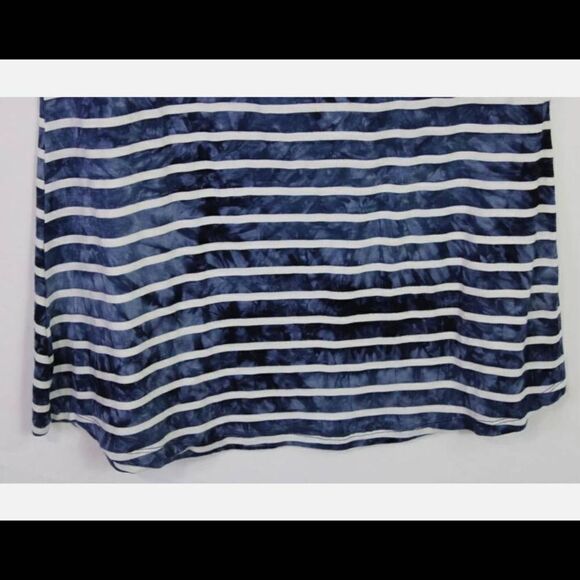 BOAT HOUSE BEACHWEAR SIZE M BLUE WHITE STRIPE COVER UP WOMENS POCKET FRONT - Picture 3 of 7